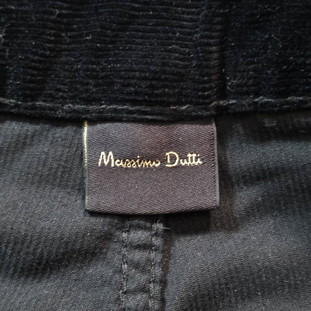 Massimo Dutti Pants Womens EU 36 US 4 Black Microcorduroy Wide Leg 5031/930 Goth - Picture 3 of 16